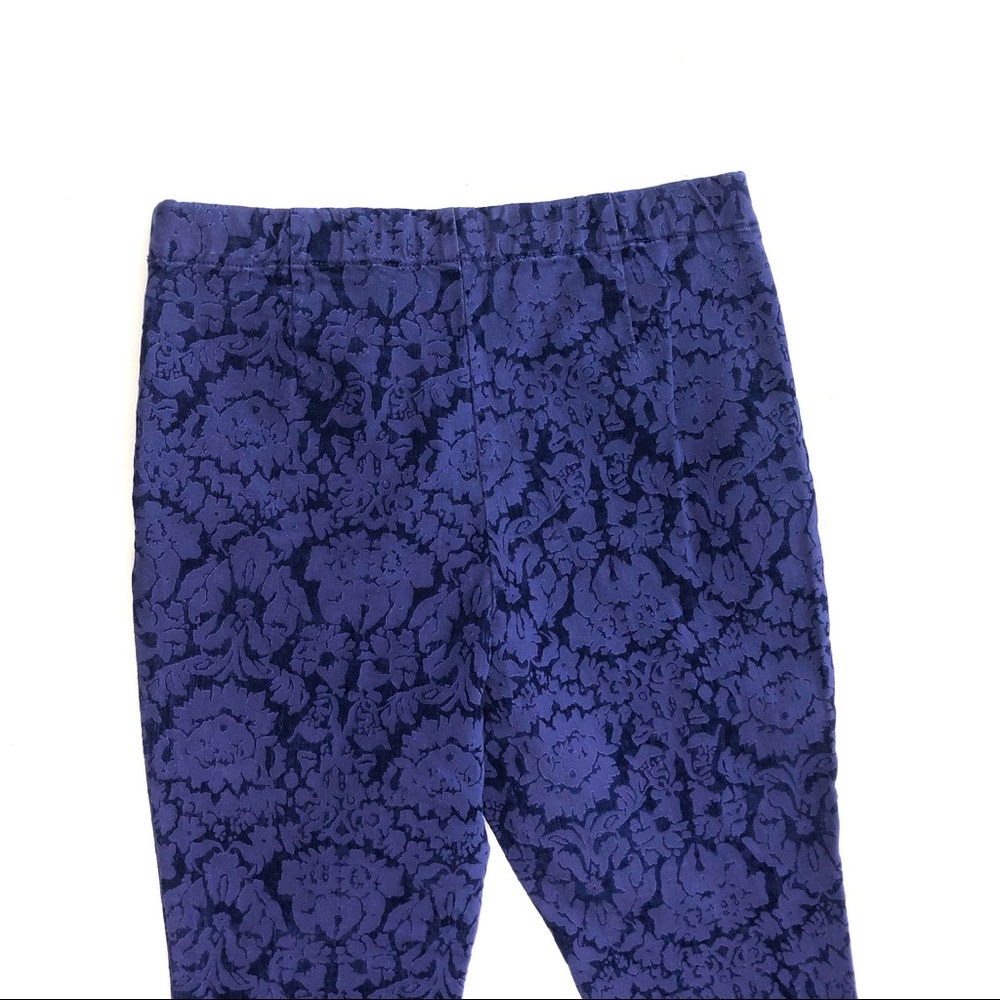 Anthropologie Essential Skinny cobalt blue purple brocade damask pants 10 ankle - Picture 9 of 13